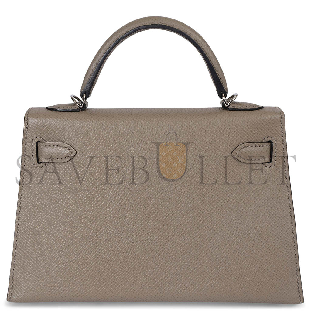 H**mes master mini kelly ii epsom aluminum alloy gray silver buckle (19*12*5.5cm)